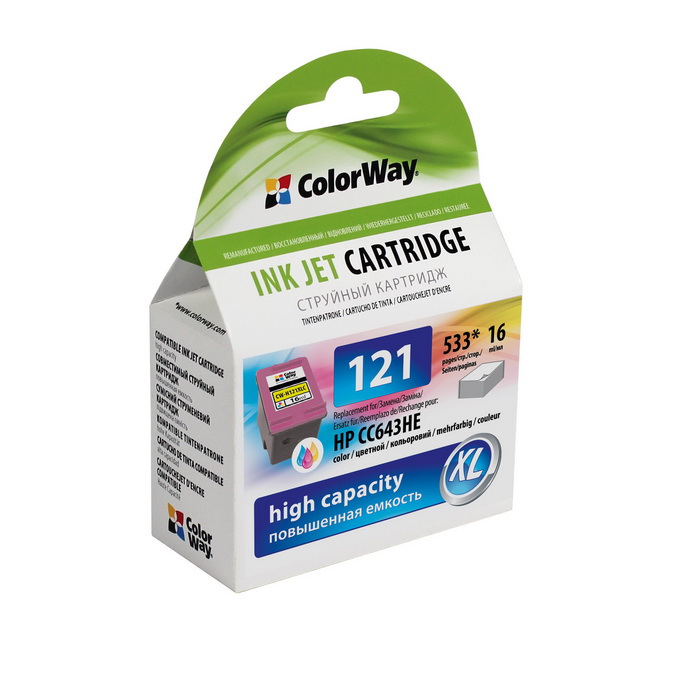 Картридж ColorWay HP CC644HE (№121XL) col. CW-H121XLС (without ink level)