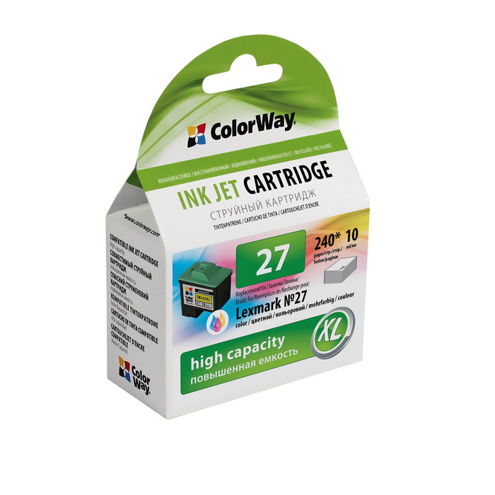 Картридж ColorWay LEXMARK 10N0227 (№27XL) col. CW-L27XLC (without ink level)