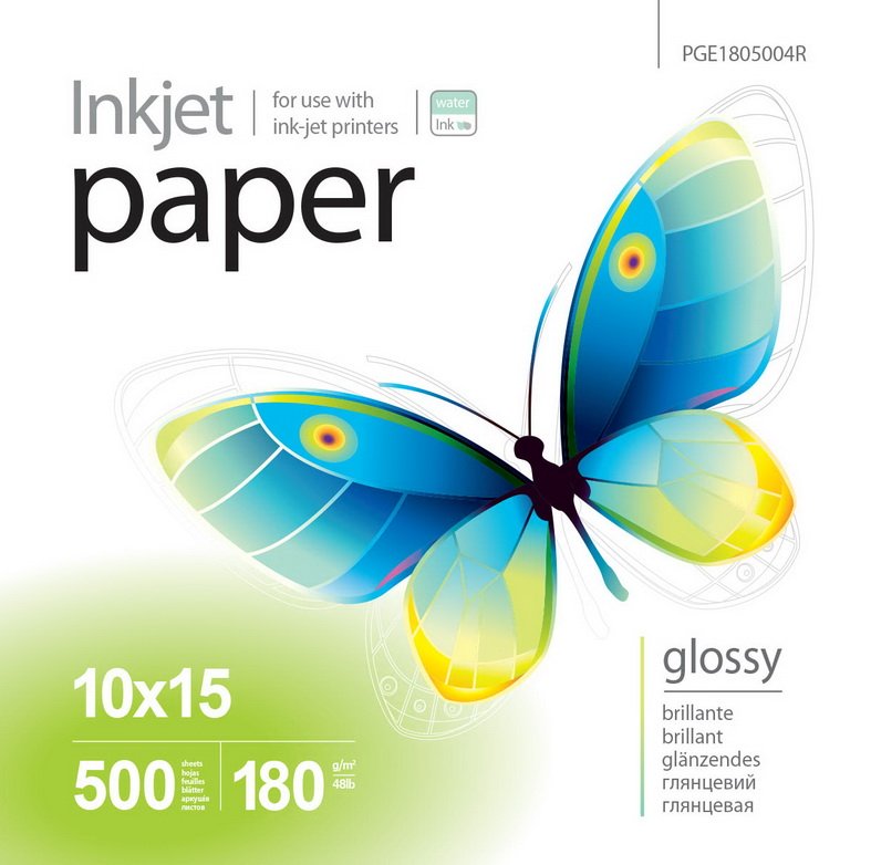 Бумага PrintPro глянцевая 180г/м, 10x15 PG180-500