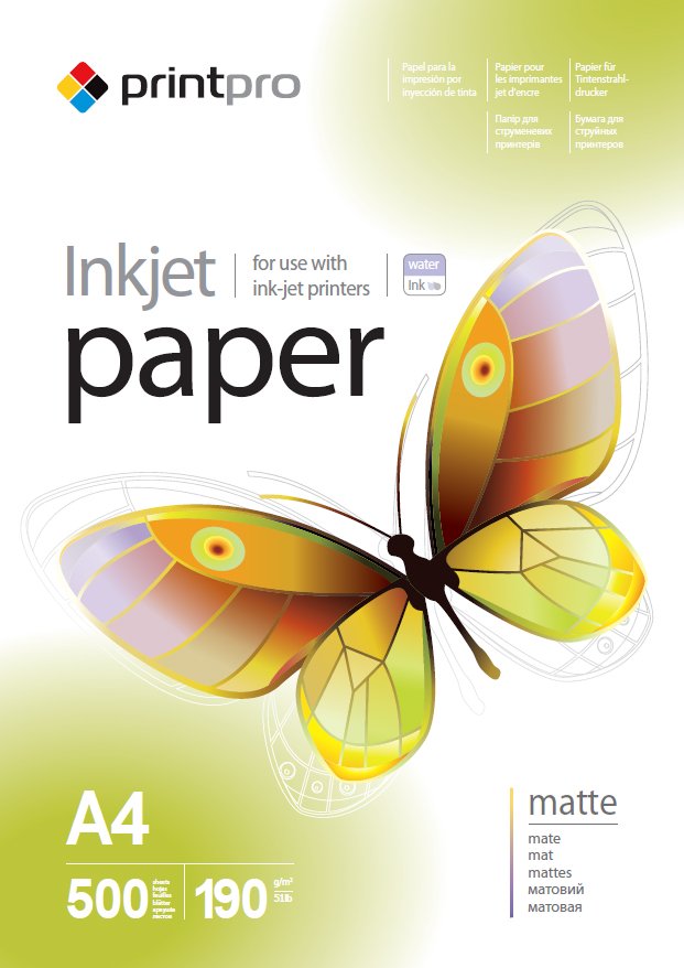 Бумага PrintPro матовая 190г/м, A4 PME190-500_OEM