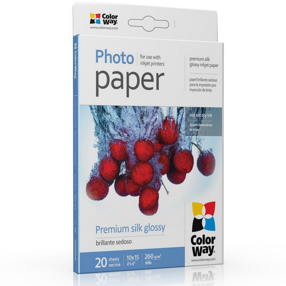 Фотобумага ColorWay суперглянц, шелк 260г/м 10х15 PSI260-20_OEM